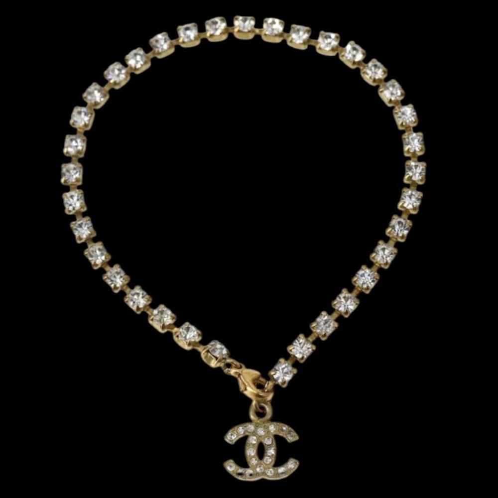 Chanel Vintage 1995 Barbie Collection Gold Plated Crystal Bracelet/Anklet